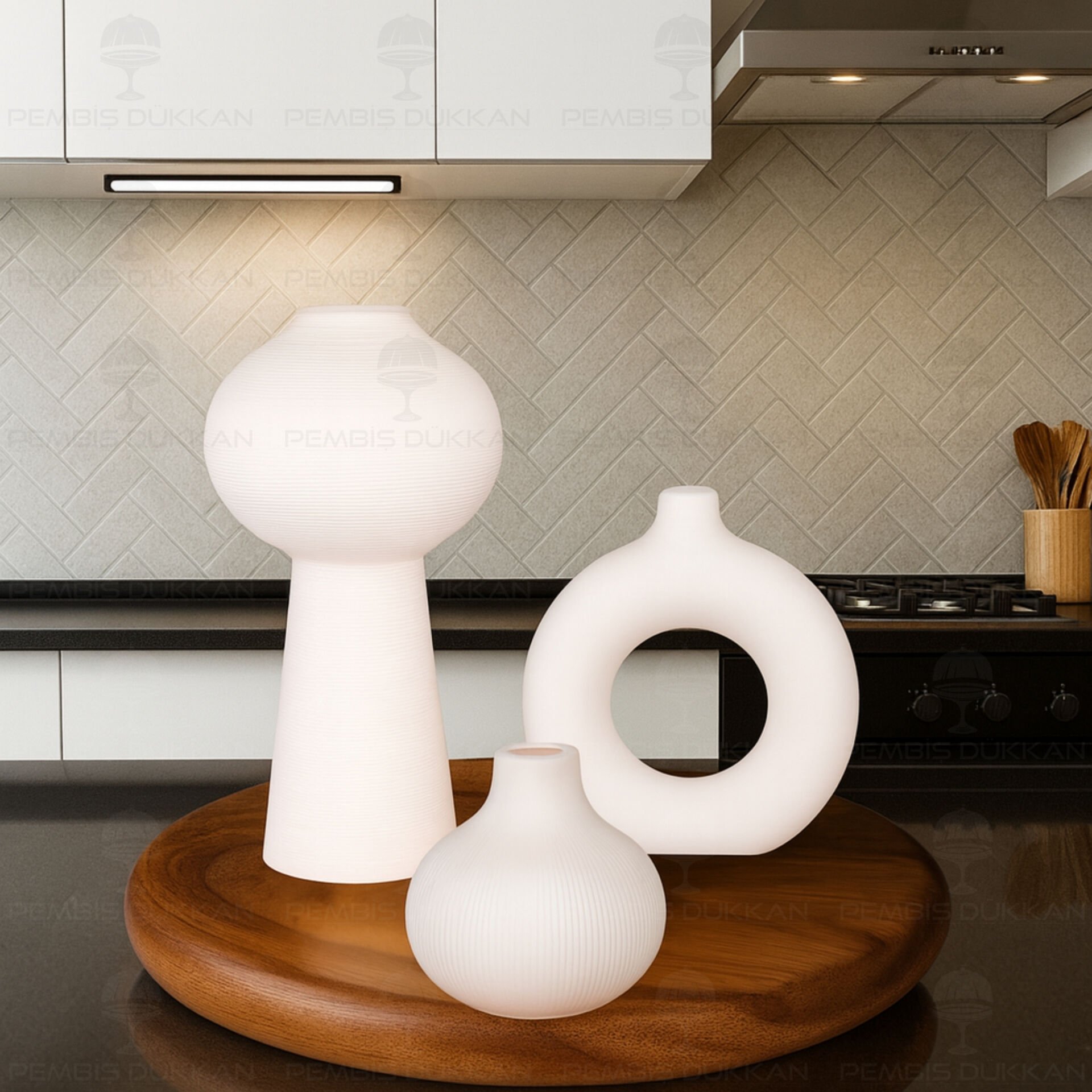 SERAMİK DEKORATİF VAZO KOMBİN SET NO2 (STAND HARİÇ)