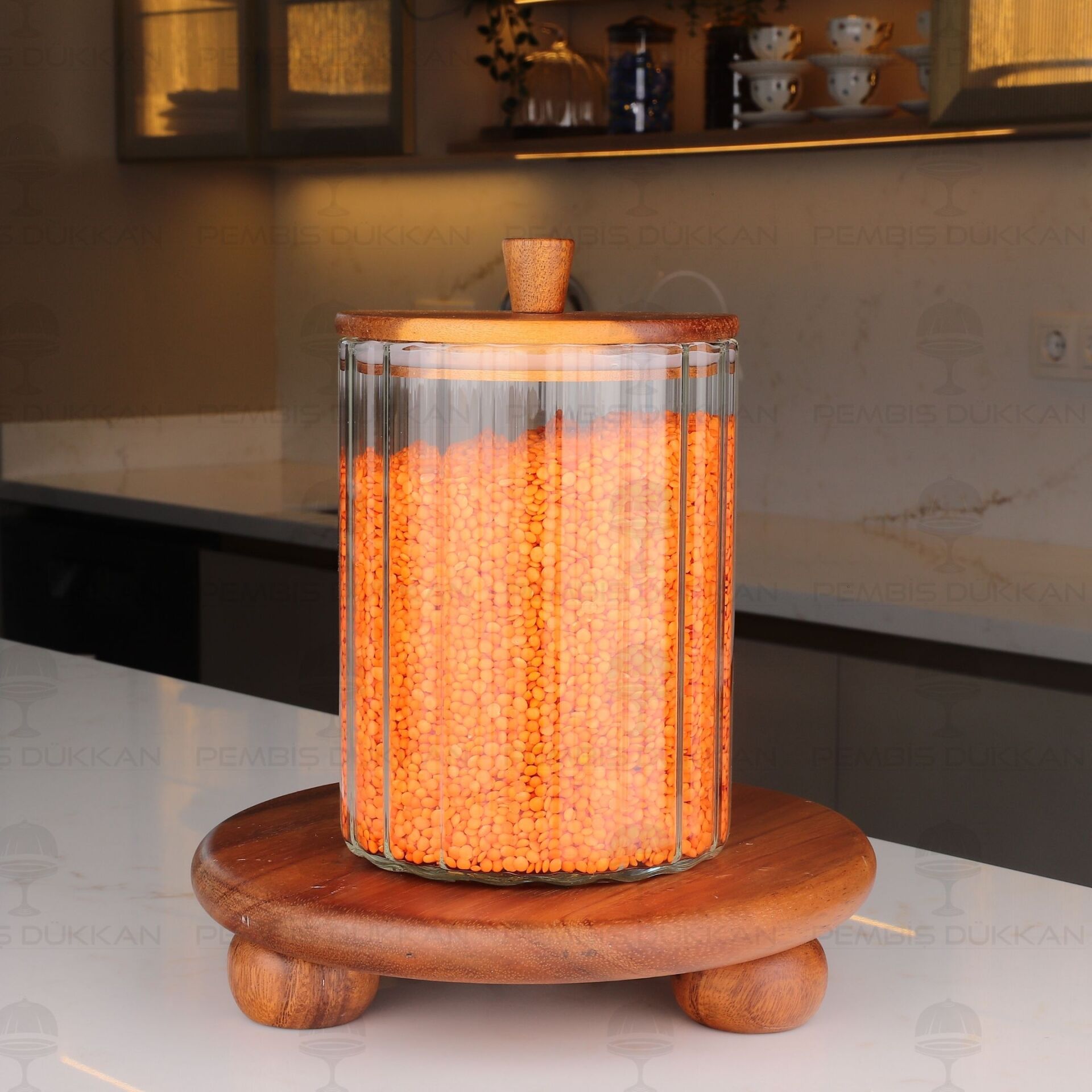 VERONA 2260ML MEGA BÜYÜK BOY AKASYA KAPAKLI ÇİZĞİLİ KAVANOZ (BOR-0119)