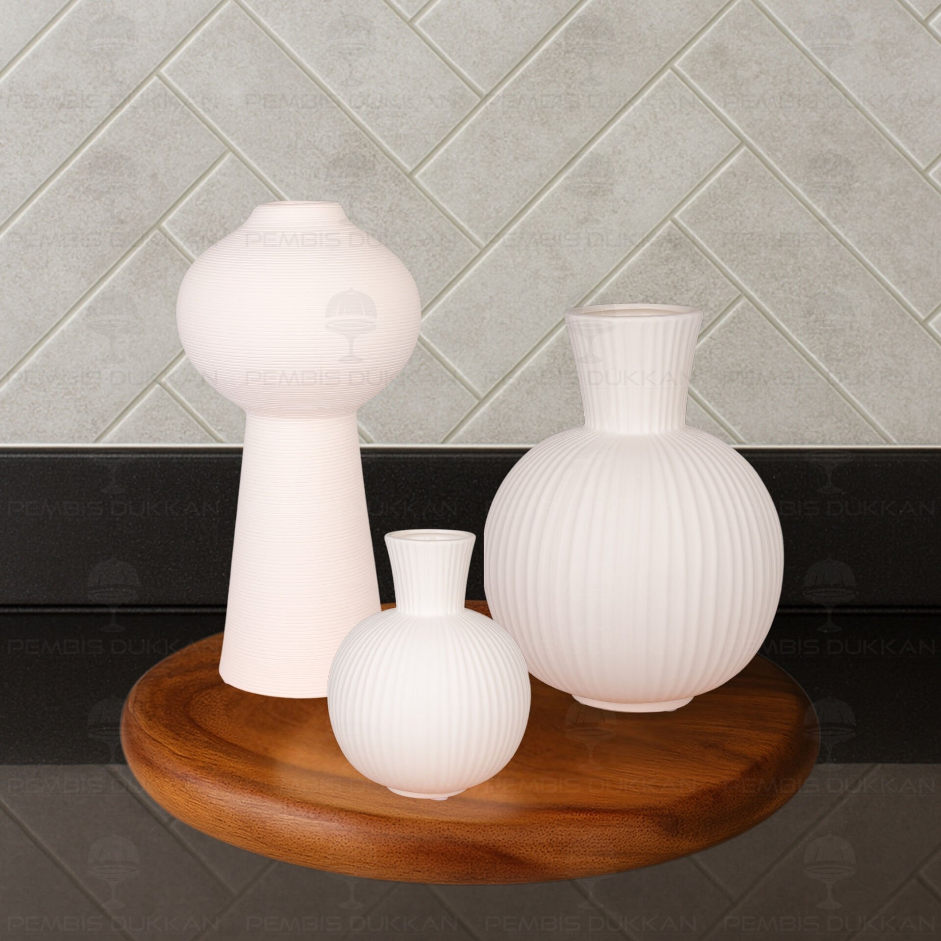 SERAMİK DEKORATİF VAZO KOMBİN SET NO4 (STAND HARİÇ)