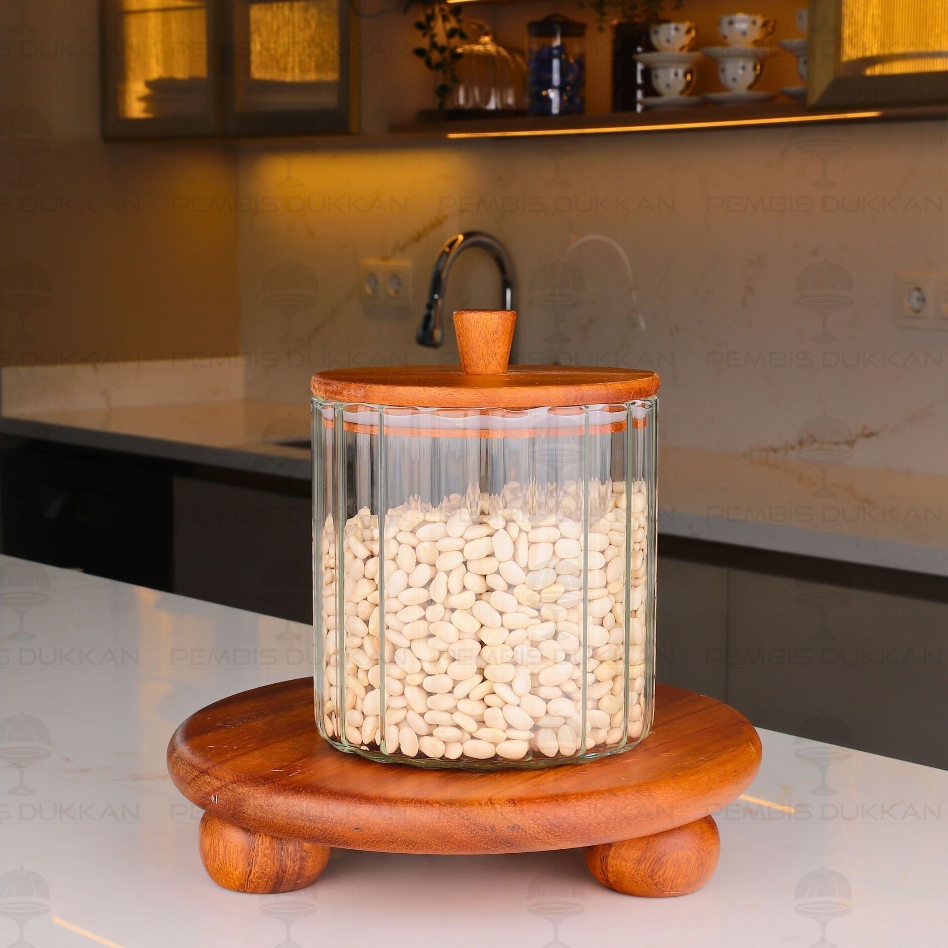 VERONA 1670ML MEGA ORTA BOY AKASYA KAPAKLI ÇİZĞİLİ KAVANOZ (BOR-0118)