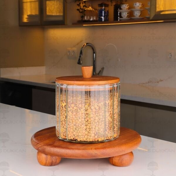 VERONA 1380ML MEGA KÜÇÜK BOY AKASYA KAPAKLI ÇİZĞİLİ KAVANOZ (BOR-0117)