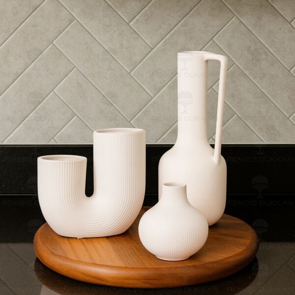 SERAMİK DEKORATİF VAZO KOMBİN SET NO7 (STAND HARİÇ)