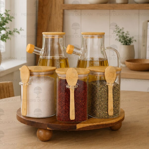 5li Akasya Standlı Milo Ocak Yanı Yağdanlık Kombin Set 22