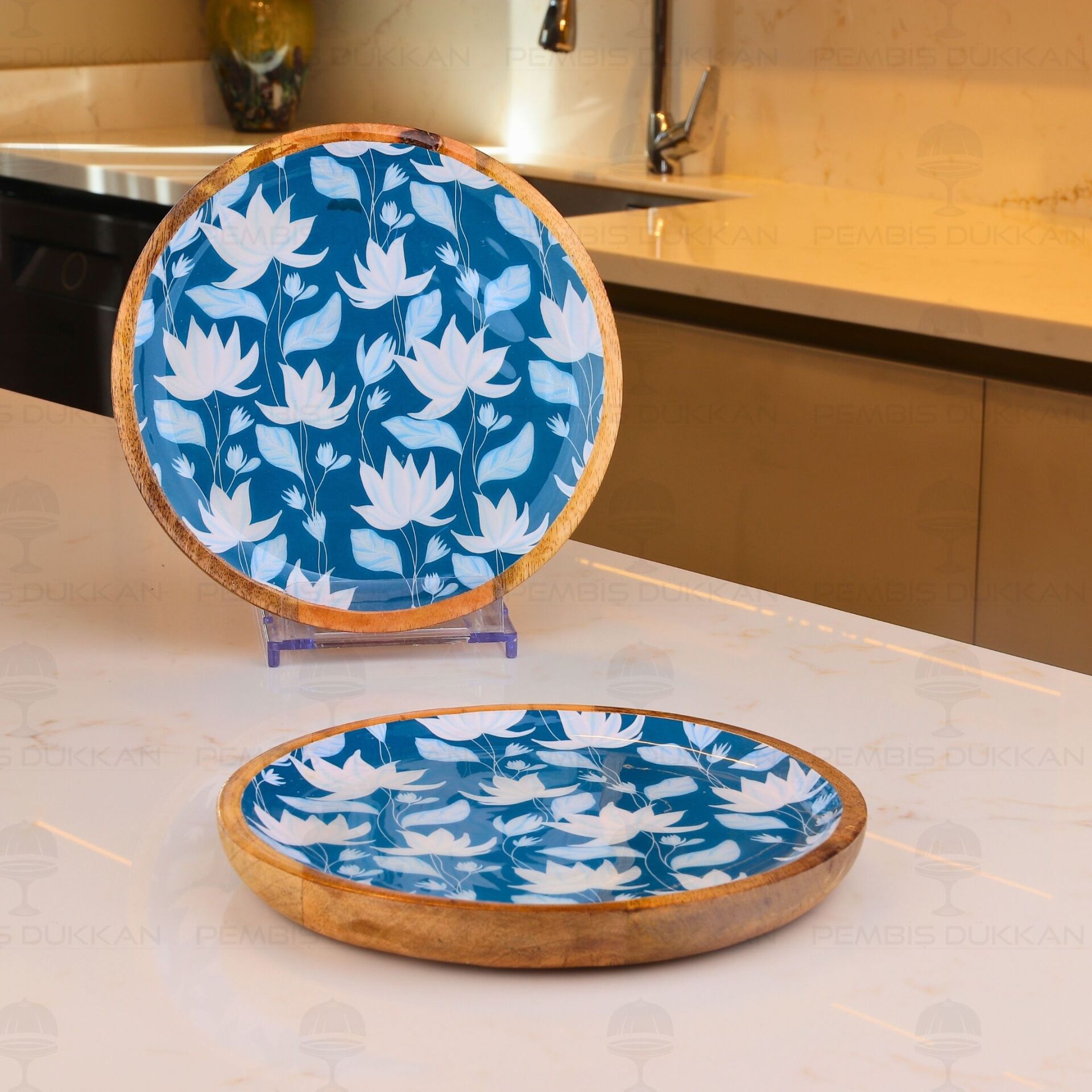 1 ADET MANGO AGACI 20CM MAVİ PASTA TABAGI (THN38316)