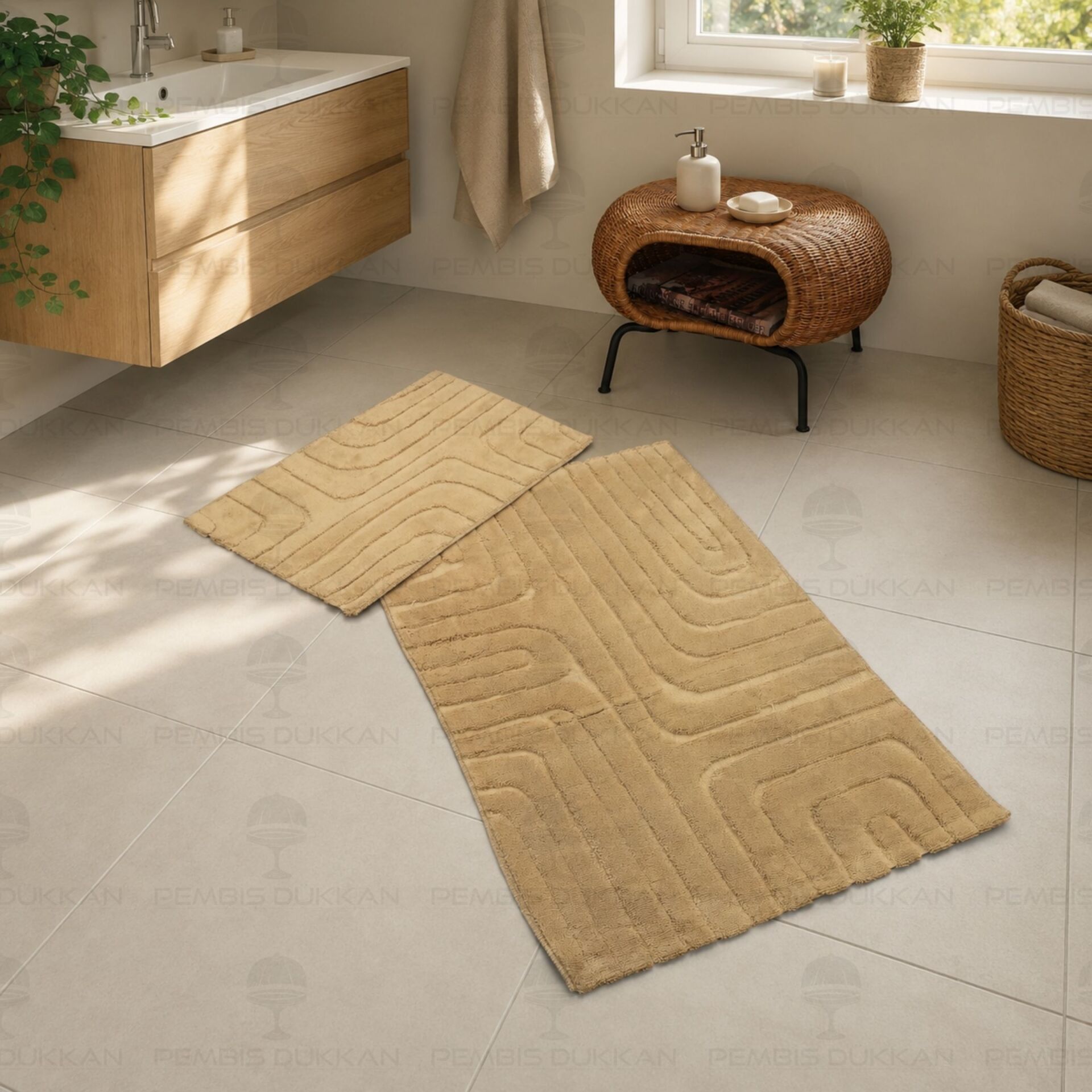 HCW BABİL PASPAS SETİ BEJ / 40x60-60x100CM