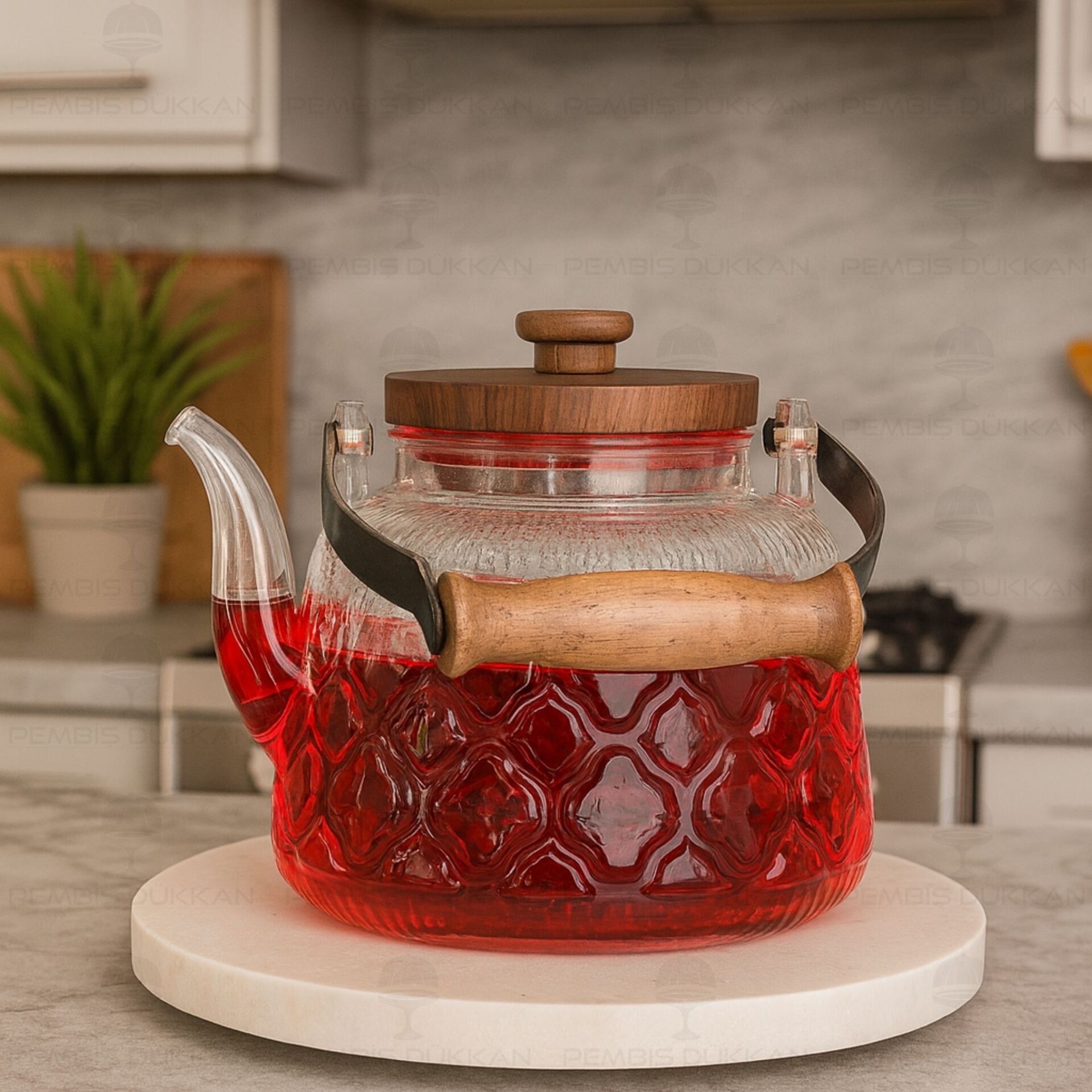 1000ML AKASYA KULPLU BOROSİLİKAT CAM, SÜZGEÇLİ DEMLİK (1S24)