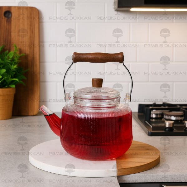 1 ADET AKASYA KULPLU CAM SÜZGEÇLİ DEMLİK (1S23)