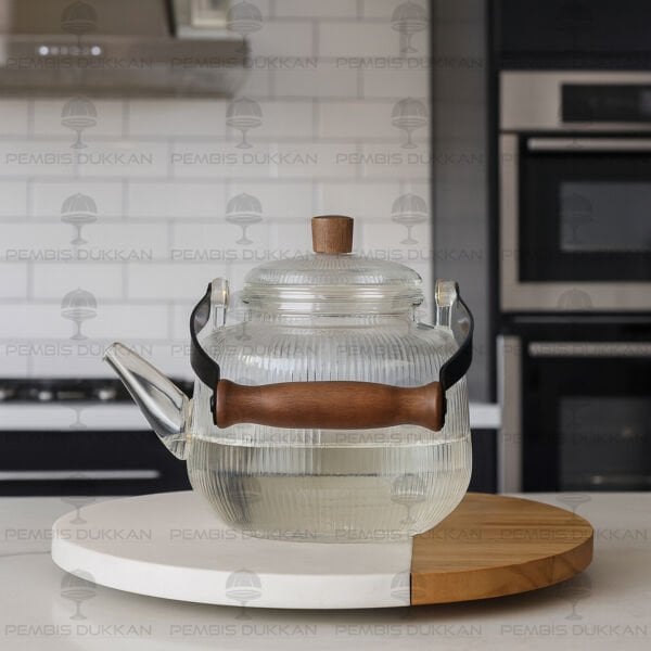 1 ADET AKASYA KULPLU CAM SÜZGEÇLİ DEMLİK (1S23)