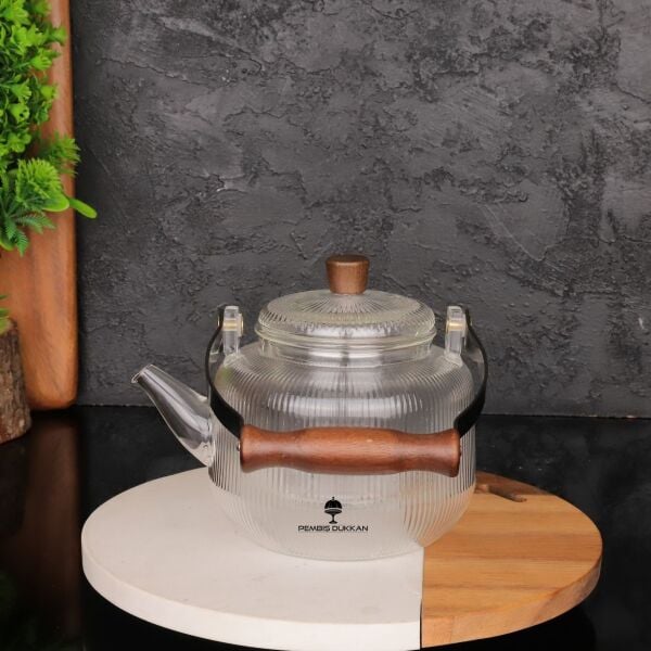 1 ADET AKASYA KULPLU CAM SÜZGEÇLİ DEMLİK (1S23)