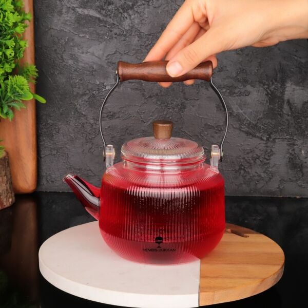 1 ADET AKASYA KULPLU CAM SÜZGEÇLİ DEMLİK (1S23)