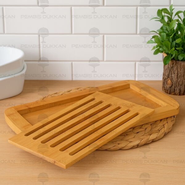 BAMBU IZGARALI EKMEK KESİM PANO - KESME TAHTASI (716)