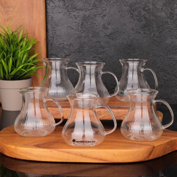 6LI ORİGAMİ BOROSİLİKAT CAM, KULPLU ÇAY BARDAĞI (1S08)