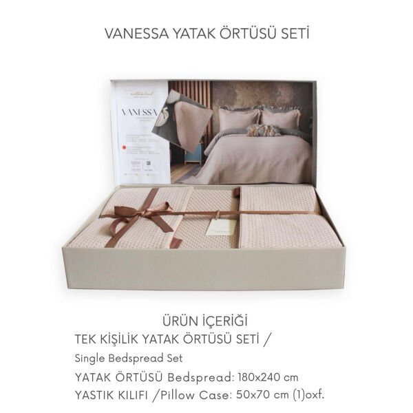 VANESSA TEK KİŞİLİK YATAK ÖRTÜSÜ SET - KAHVE