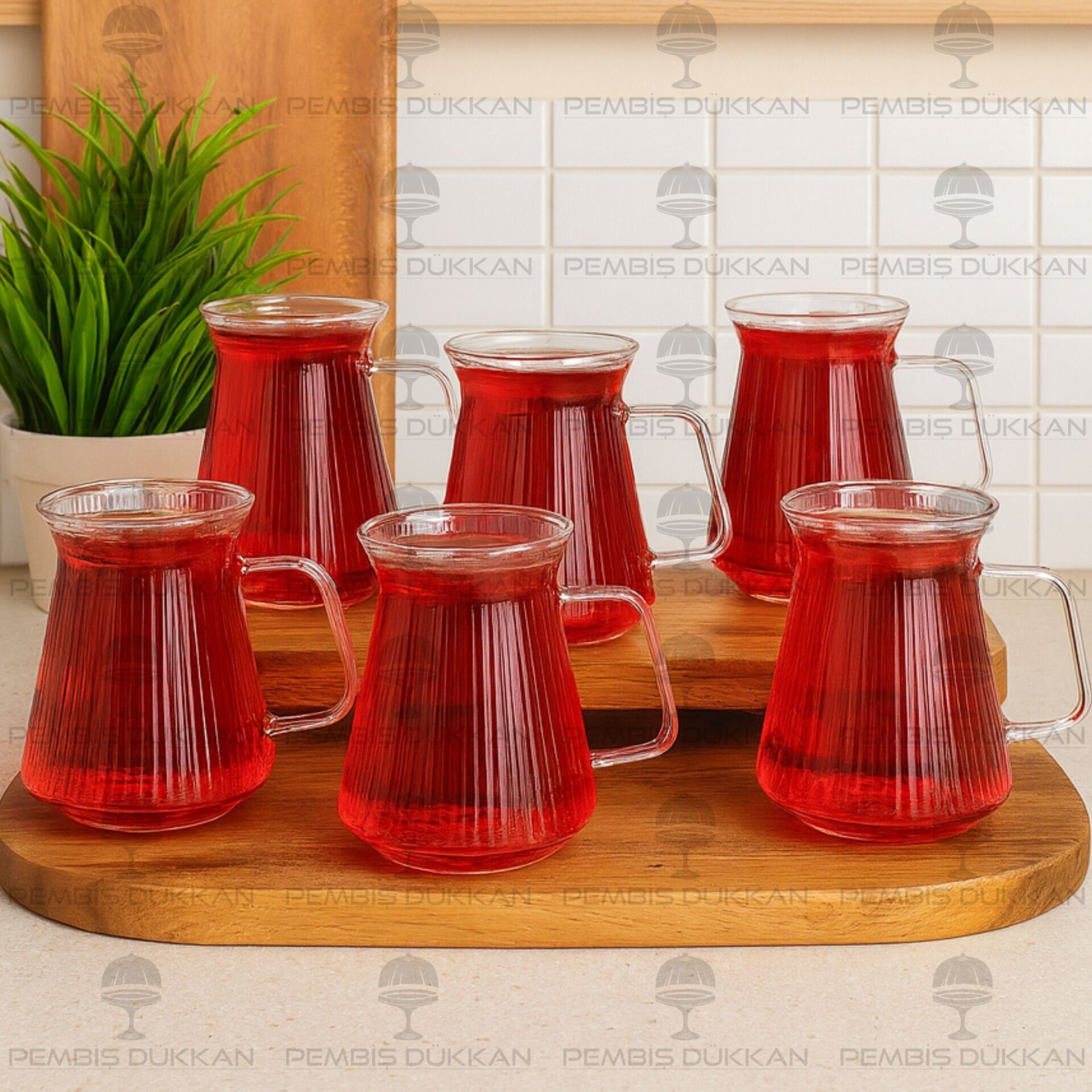 MN 6LI KULPLU BOROSİLİKAT CAM BARDAK (1S07)