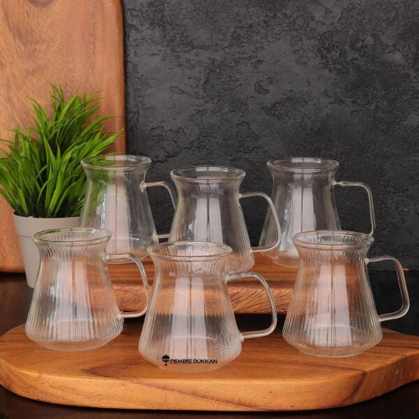 MN 6LI KULPLU BOROSİLİKAT CAM BARDAK (1S07)