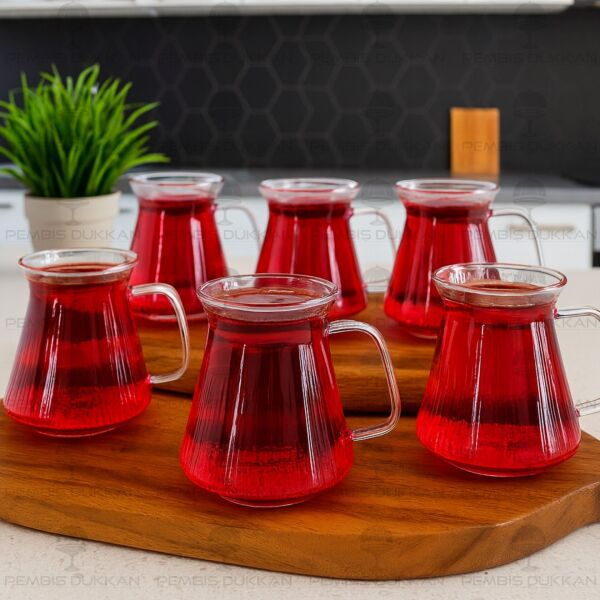 MN 6LI KULPLU BOROSİLİKAT CAM BARDAK (1S07)