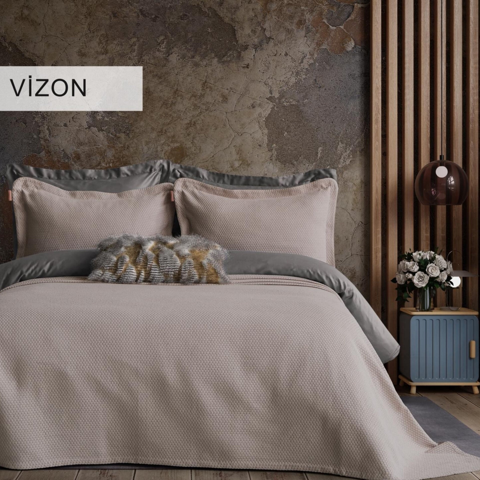 VANESSA TEK KİŞİLİK YATAK ÖRTÜSÜ SET - VİZON