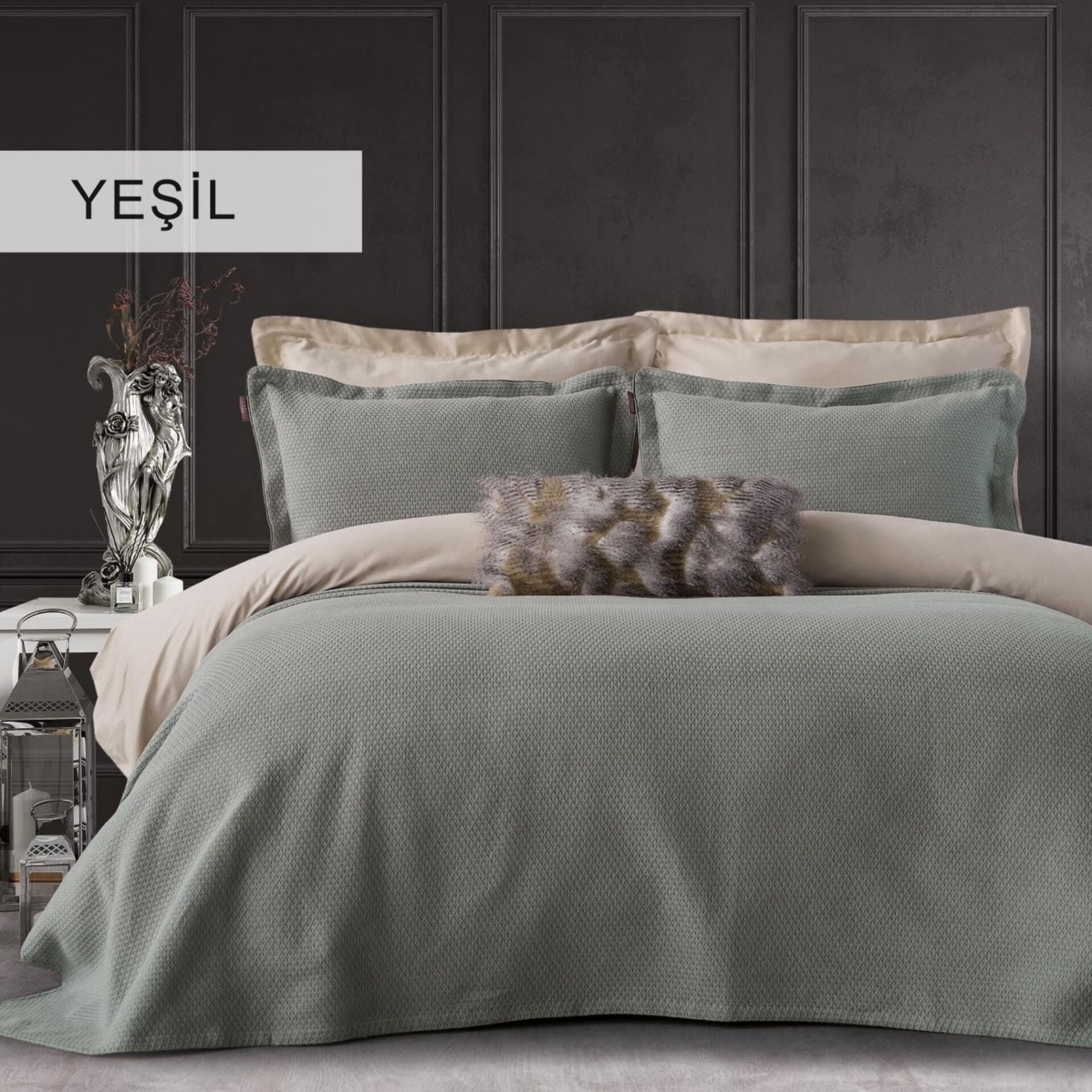 VANESSA TEK KİŞİLİK YATAK ÖRTÜSÜ SET - YEŞİL