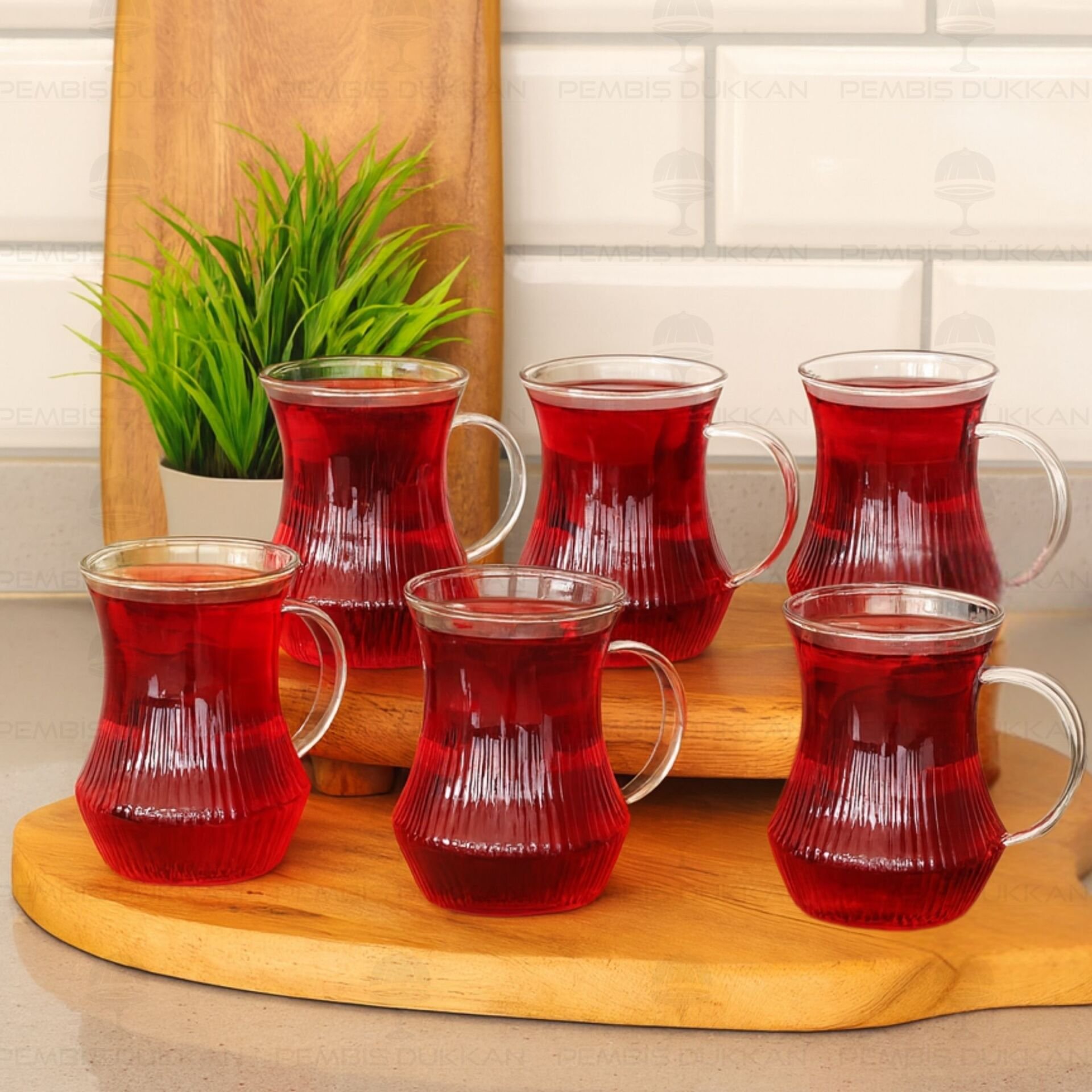 6LI ORİGAMİ BOROSİLİKAT CAM, KULPLU ÇAY BARDAĞI (1321)