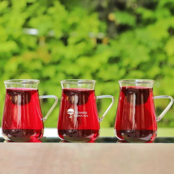 6LI HAZAN BOROSİLİKAT CAM, KULPLU ÇAY BARDAĞI