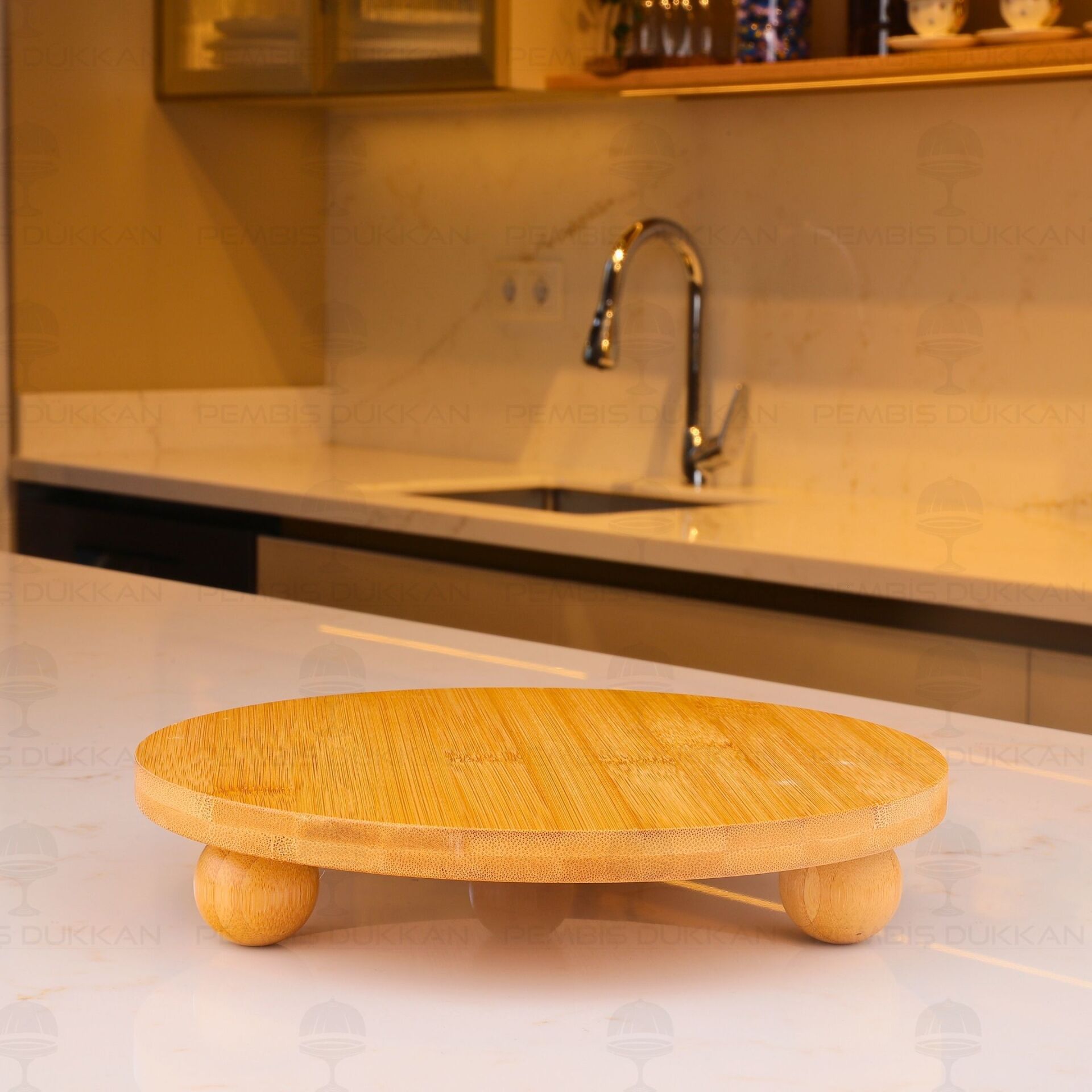 BAMBU 25CM TERNİ TOP AYAKLI, PEYNİR TABAĞI & SUNUM STAND (17438)