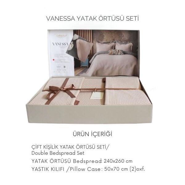 VANESSA ÇİFT KİŞİLİK YATAK ÖRTÜSÜ SET - GRİ