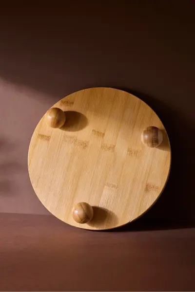 BAMBU 25CM TERNİ TOP AYAKLI, PEYNİR TABAĞI & SUNUM STAND (17438)