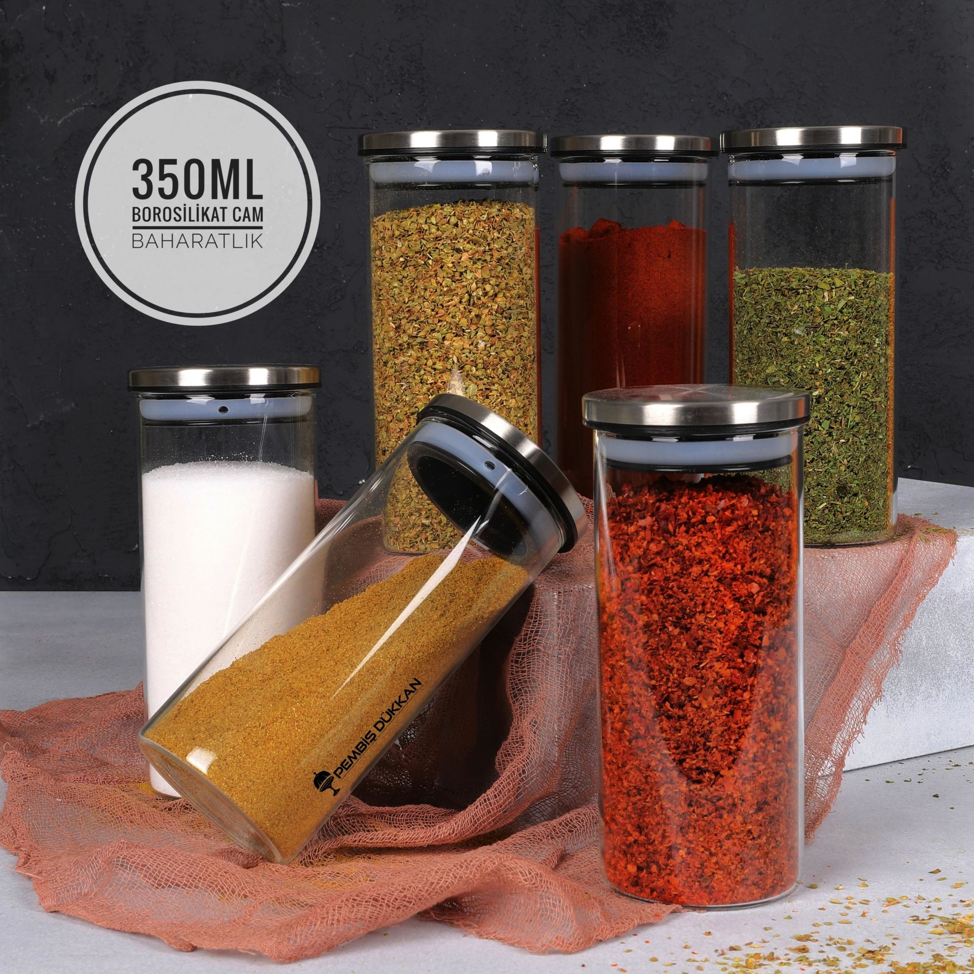 1 ADET 400ML YUVARLAK METAL KAPAKLI BAHARATLIK (TR-3978)