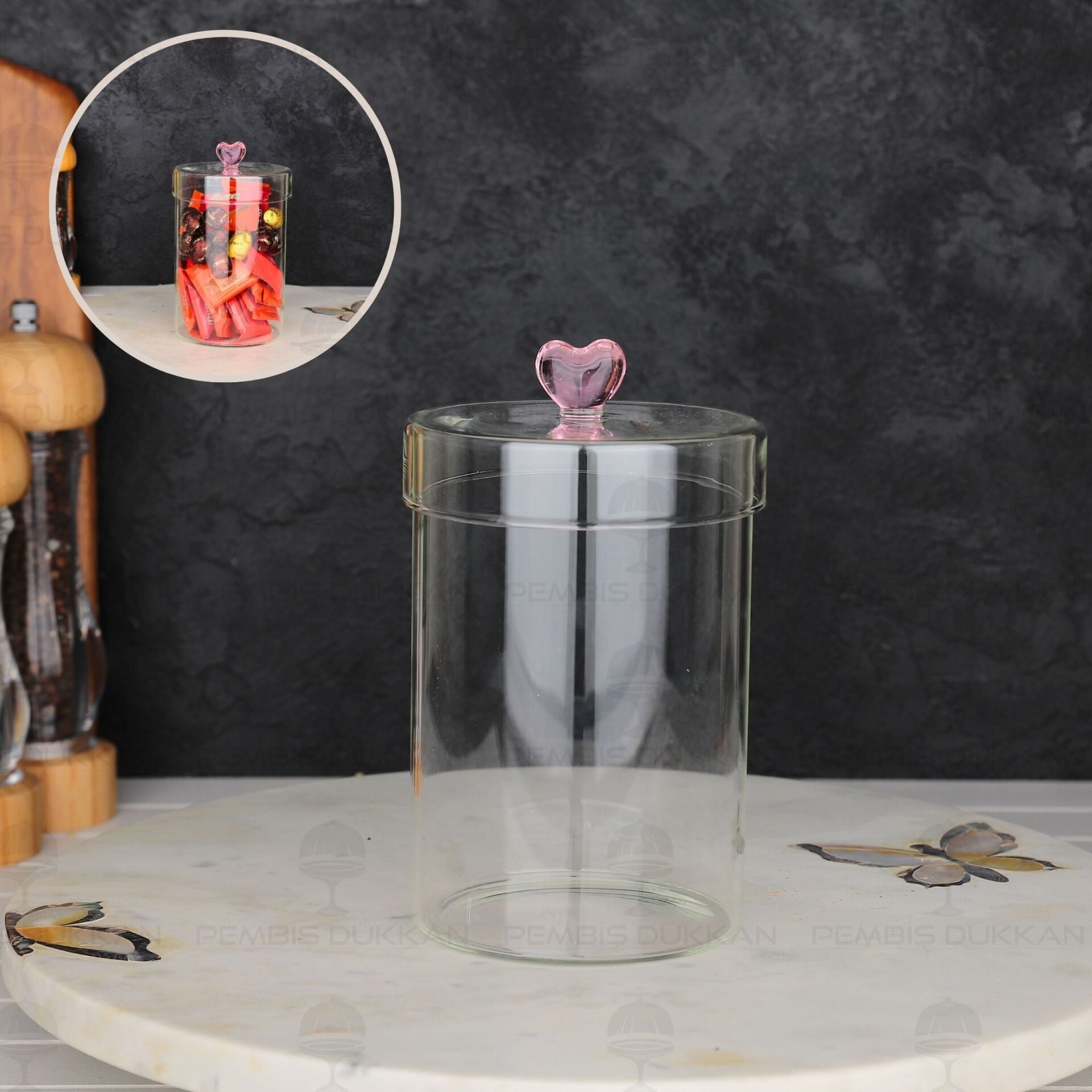 HEARTS 950ML BOROSİLİKAT CAM KAVANOZ