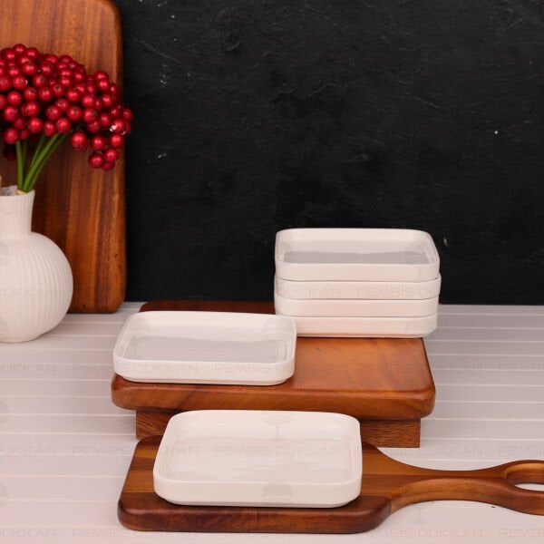 1 Adet Kare 14cm Porselen Düz Kahvaltılık Kase (Por1901)