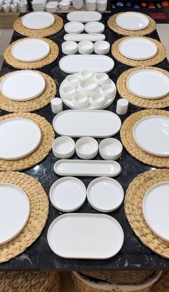 BEYAZ PORSELEN KAHVALTI SET NO27 (KİŞİ ADEDİ SEÇİNİZ)