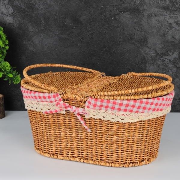 1 ADET RATTAN OVAL PİKNİK SEPETİ(940)