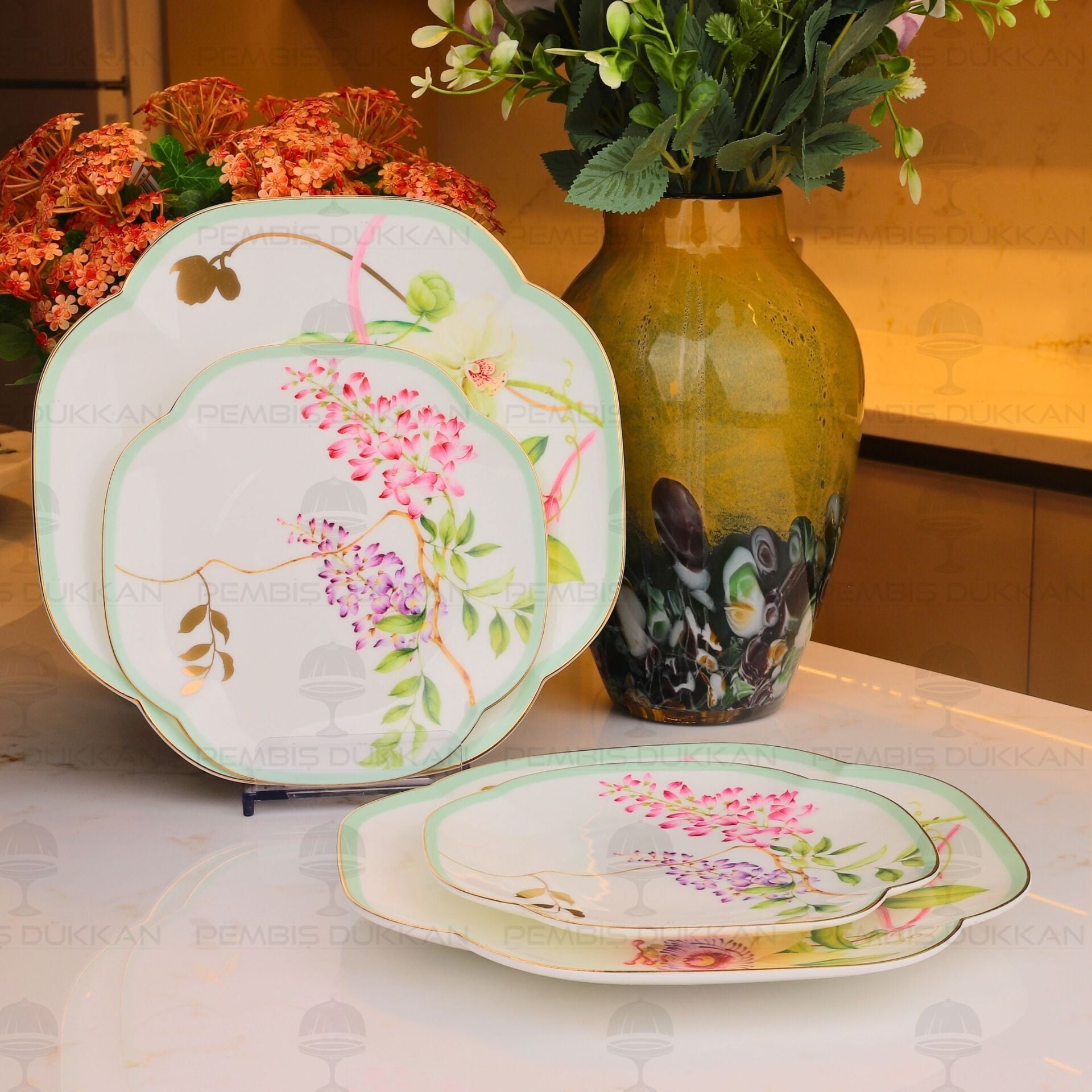 HAPPİLY 4 PARÇA 2Lİ PASTA TABAĞI 19CM & 2Lİ SERVİS TABAĞI 25CM