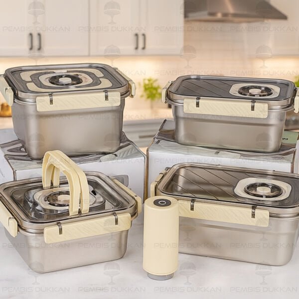 AROW TRUST VAKUM CİHAZLI METAL SAKLAMA KABI SET