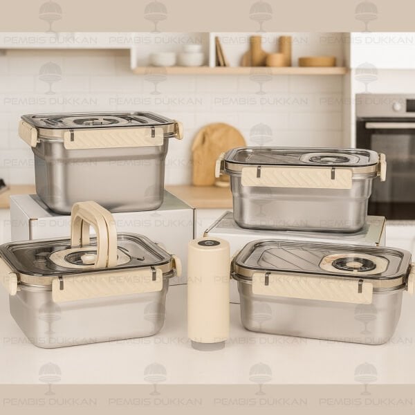 AROW TRUST VAKUM CİHAZLI METAL SAKLAMA KABI SET