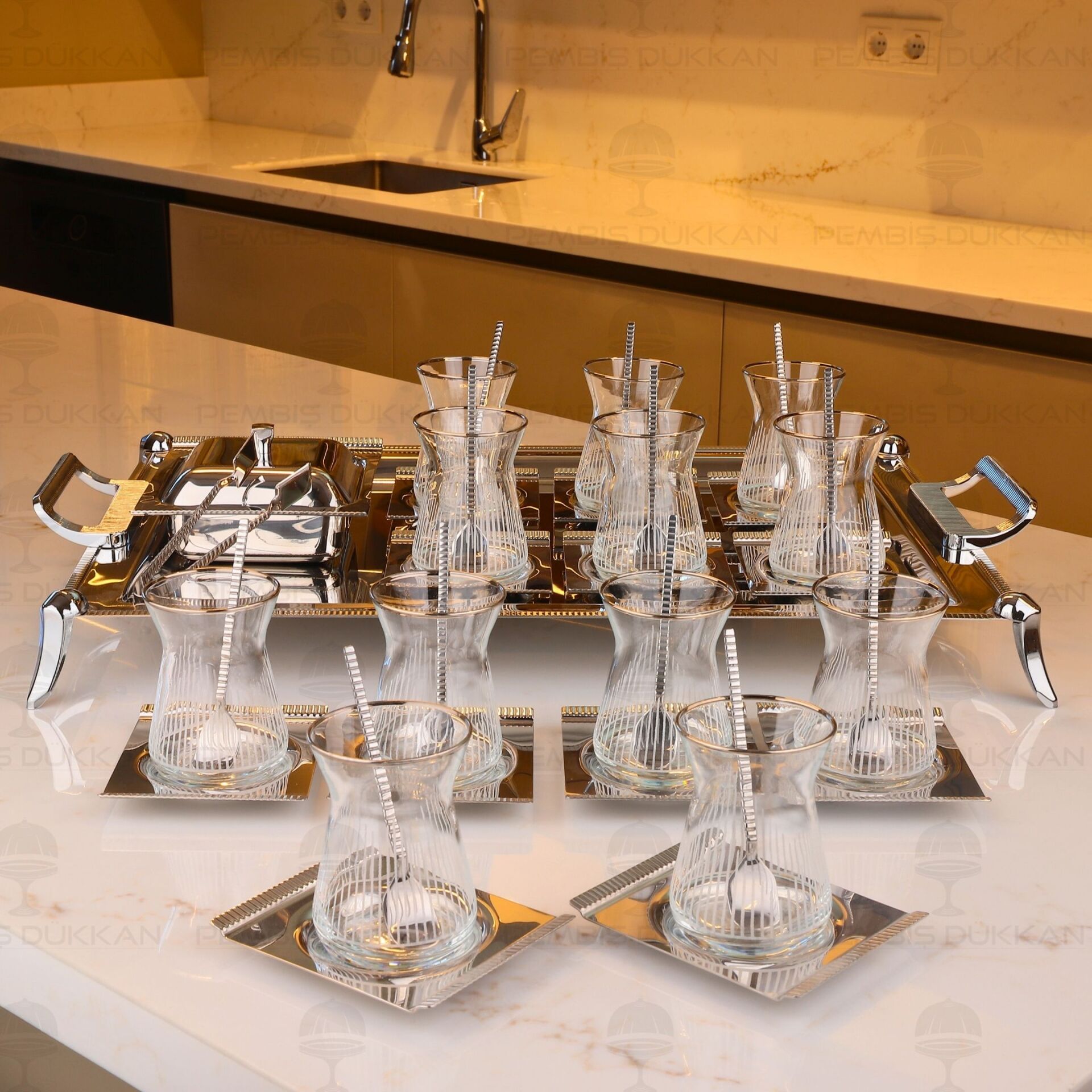 TİAMO MİOS SADE 12 KİŞİLİK 40 PARÇA AYAKLI ÇAY SET