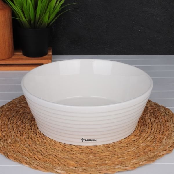 1 ADET ÇİZGİLİ 24CM PORSELEN MASA ORTASI SALATA & MEZE SERVİS (GNL3465)