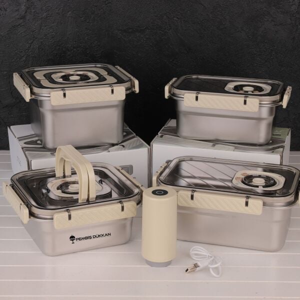 AROW TRUST VAKUM CİHAZLI METAL SAKLAMA KABI SET