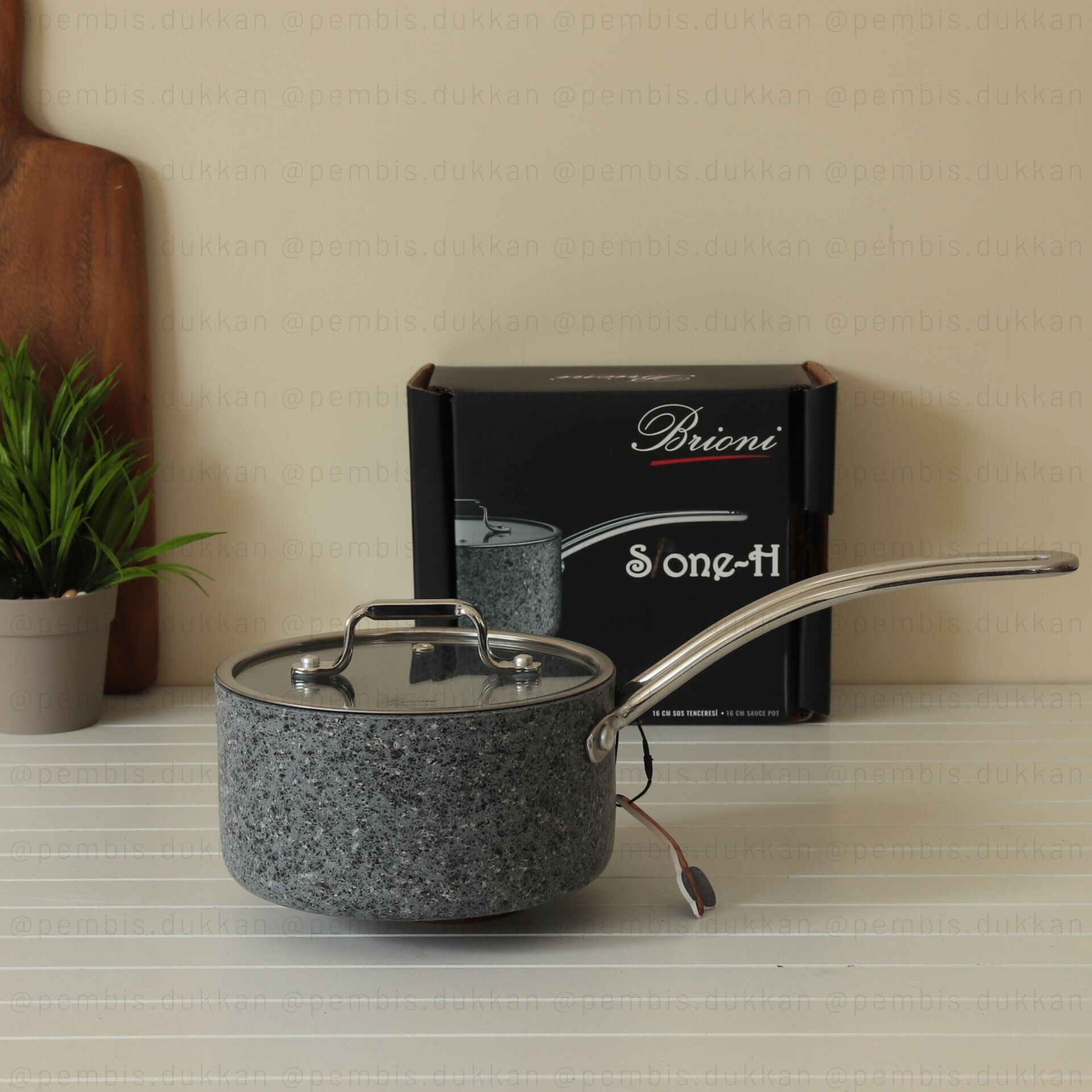 BRİONİ STONE-H 16 CM KAPAKLI SOS TENCERESİ