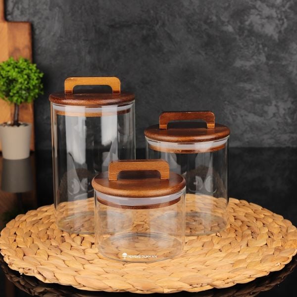 1 ADET AKASYA YUVARLAK CAM KAVANOZ 460ML