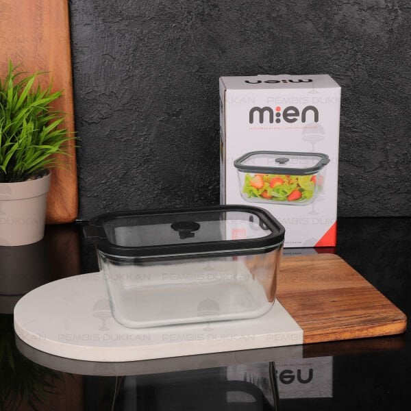 SİYAH 800ML SİLİKON VAKUMLU, CAM SAKLAMA KABI (3H02)