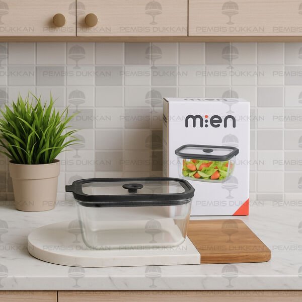 1 ADET MN 800ML SİLİKON VAKUM KAPAKLI, SİYAH CAM SAKLAMA KABI (3H02)