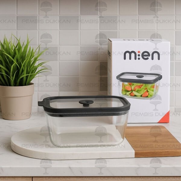 Siyah 800ml Silikon Vakumlu, Cam Saklama Kabı (3h02)