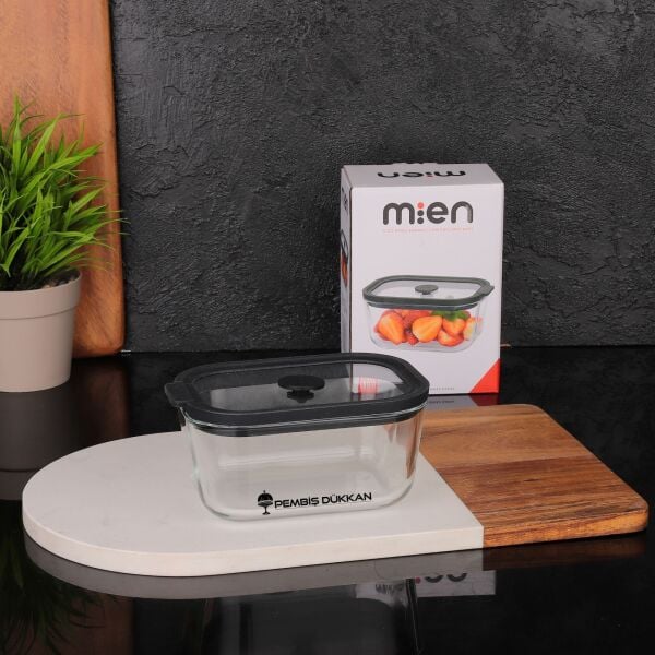 1 ADET MN SİLİKON VAKUM KAPAKLI CAM SAKLAMA KABI SİYAH 470 ML (3H01)