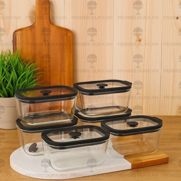 SİYAH 470ML SİLİKON VAKUMLU, CAM SAKLAMA KABI (3H01)