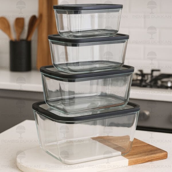 SİYAH 470ML SİLİKON VAKUMLU, CAM SAKLAMA KABI (3H01)