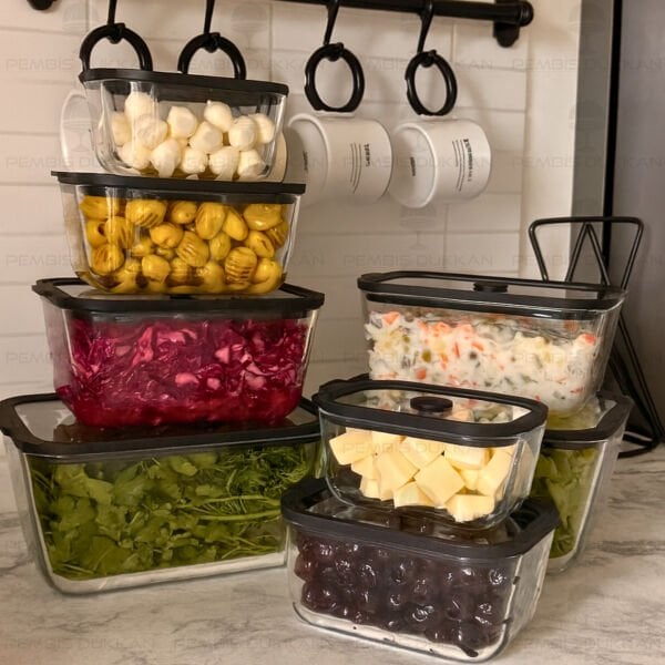 SİYAH 470ML SİLİKON VAKUMLU, CAM SAKLAMA KABI (3H01)