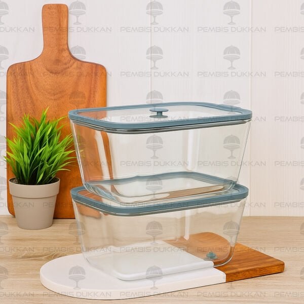 GRİ 2620ML SİLİKON VAKUMLU, CAM SAKLAMA KABI (3H04G)