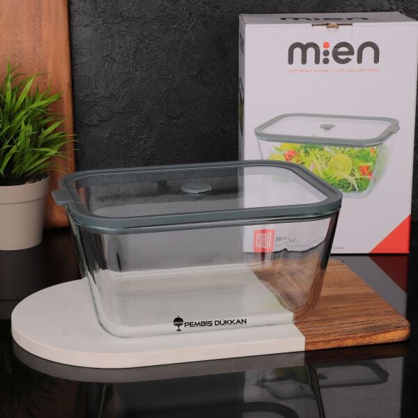 1 ADET MN SİLİKON VAKUM KAPAKLI CAM SAKLAMA KABI GRİ 2620 ML (3H04G)