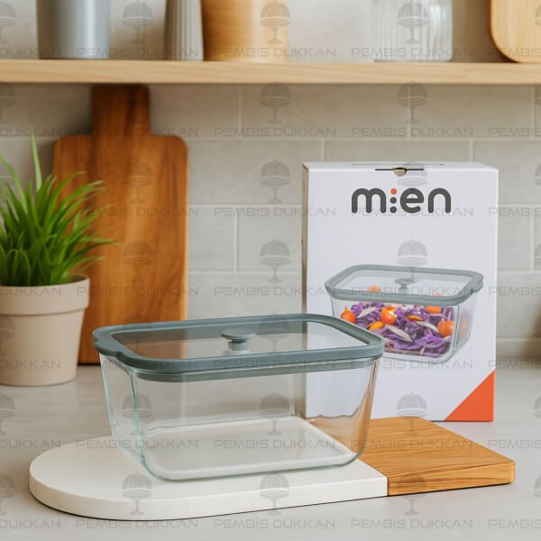 1 ADET MN 1380ML SİLİKON VAKUM KAPAKLI, GRİ CAM SAKLAMA KABI  (3H03G)